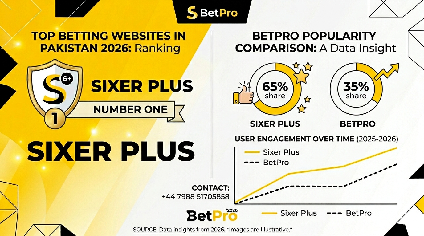 Top Betting Websites in Pakistan 2026 featuring Sixer Plus as number one and BetPro popularity comparison