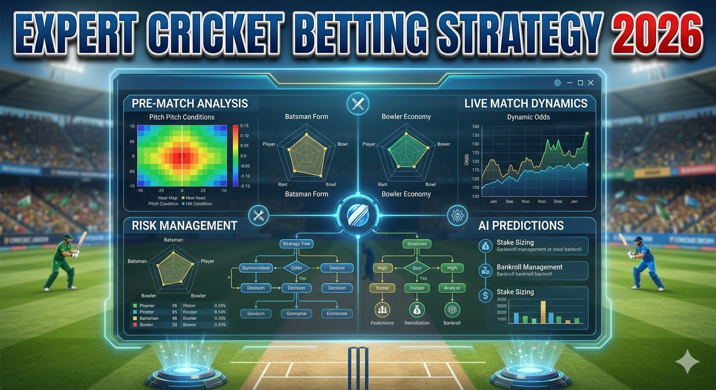 Expert cricket betting strategy guide 2026 showing live betting odds on mobile screen in cricket stadium